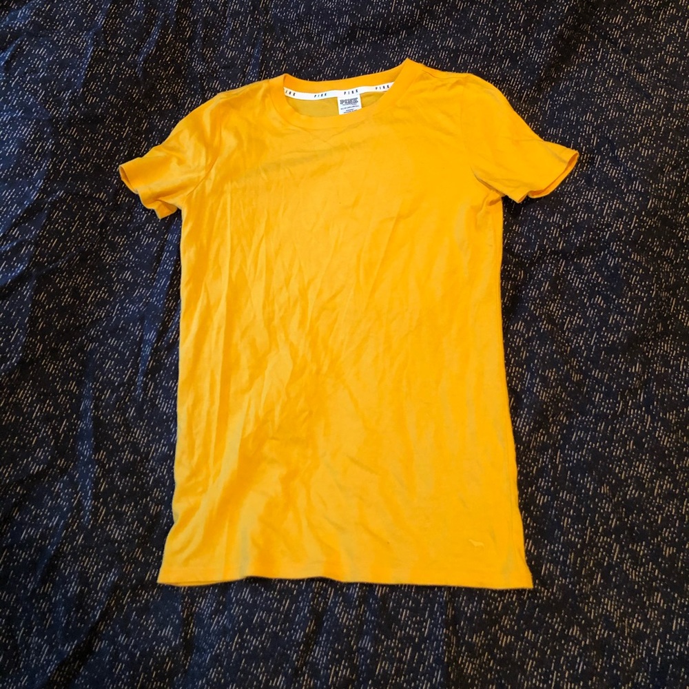 VICTORIAS SECRET PINK YELLOW TEE- NEW W/O TAGS